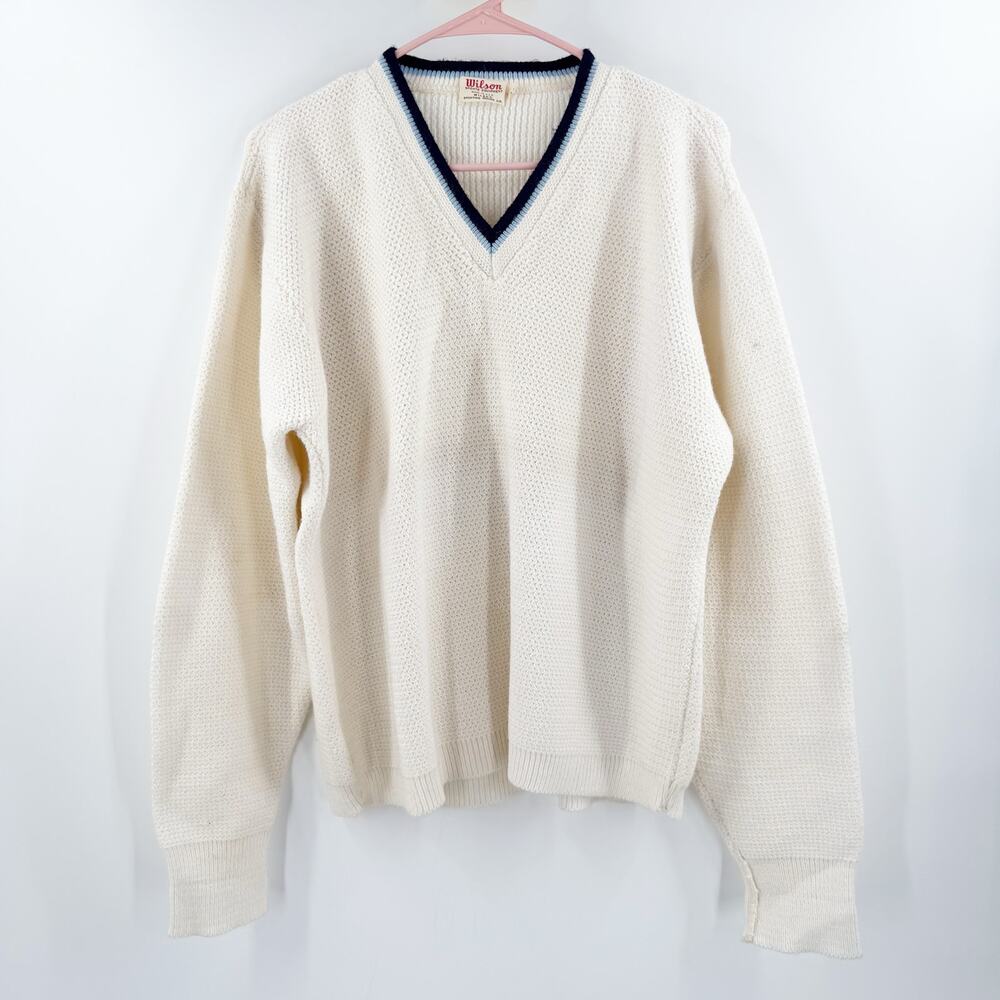VINTAGE WILSON Sporting Good Sweater Large Mens 50's-60's Tennis Prep Ivy League